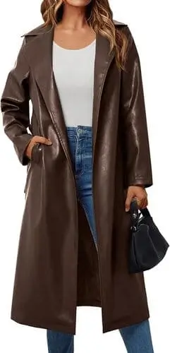 Brown leather trench coat aritzia dupe found on amazon