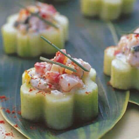 Shrimp ceviche in cucumber cups