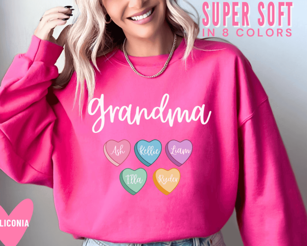 Custom valentine's sweater for Grandma from grandkids