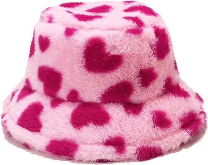 Fuzzy buckt hat for teens cute print