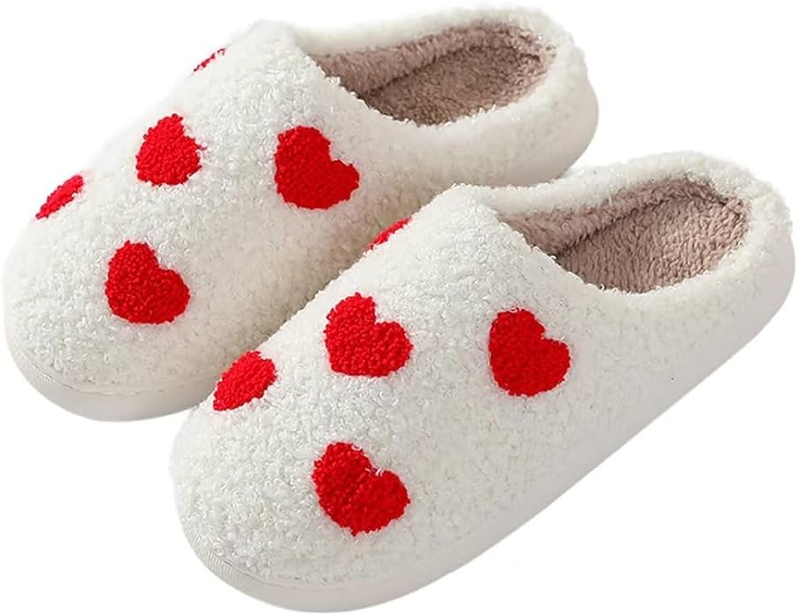 fuzzy heart slippers for teen girl