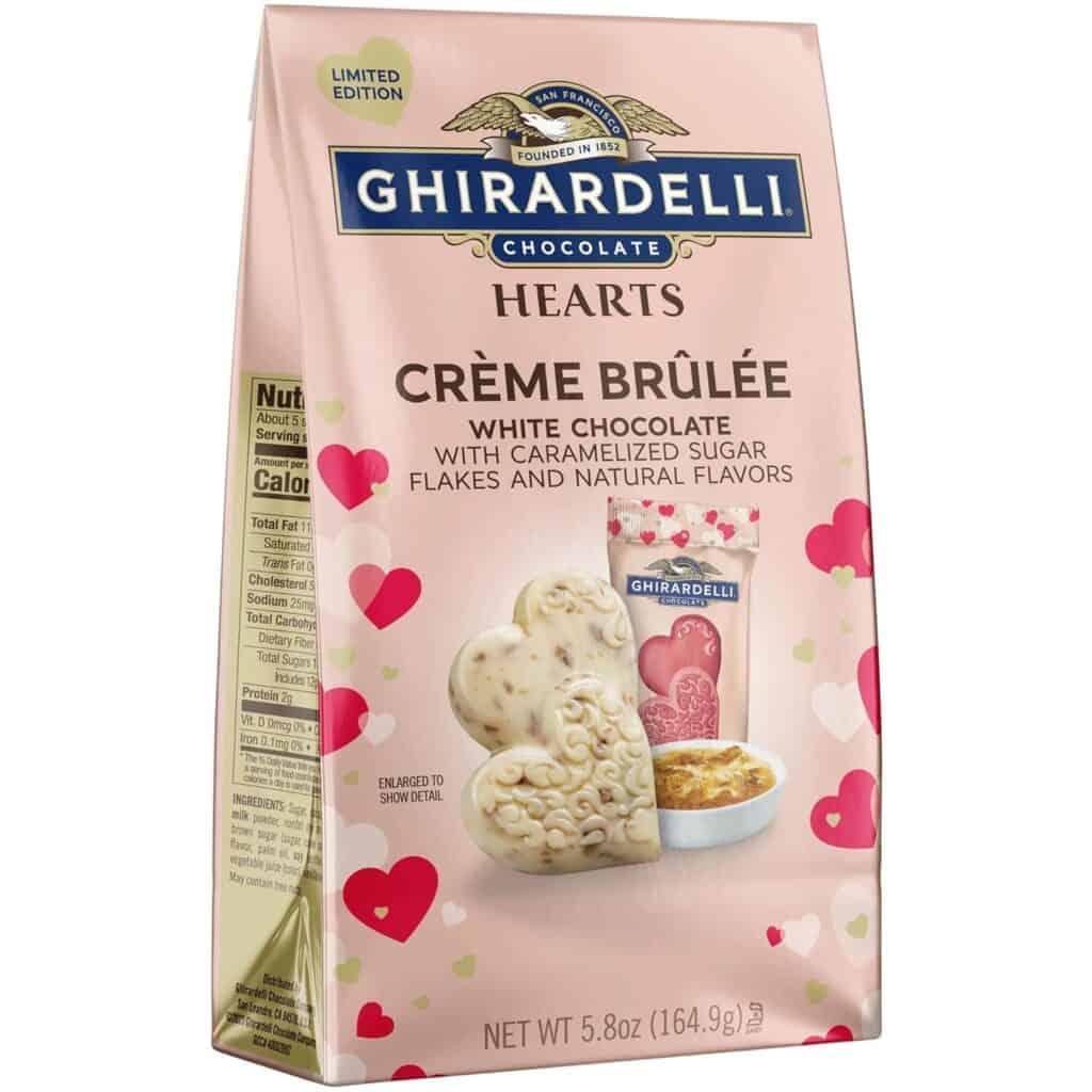 Ghirardelli creme brulee white chocolate hearts for gift basket amazon