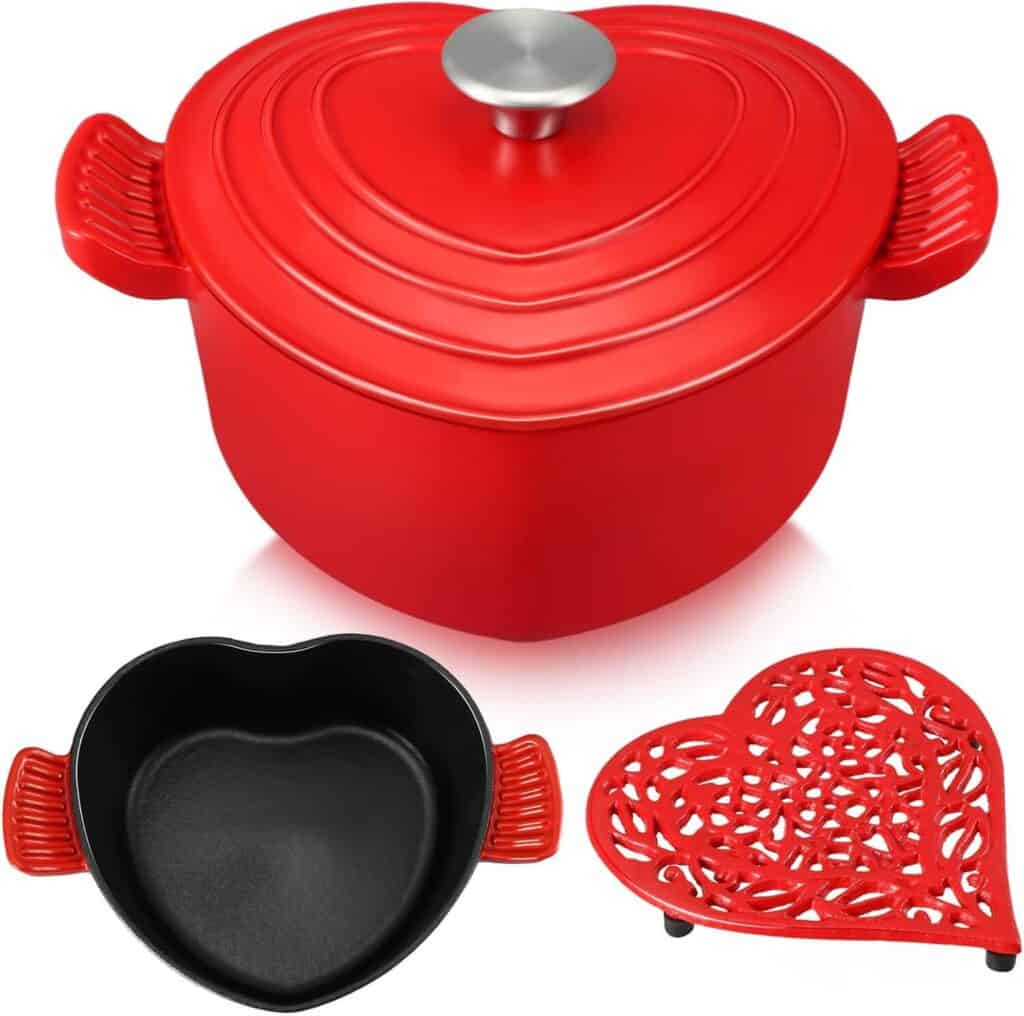Heart shaped cast iron pot
