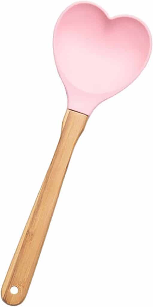 pink heart silicone spoon