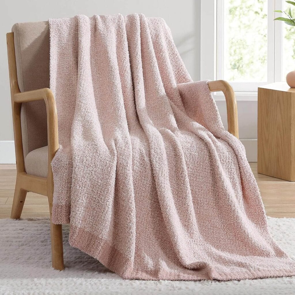 Pink chenille throw blanket