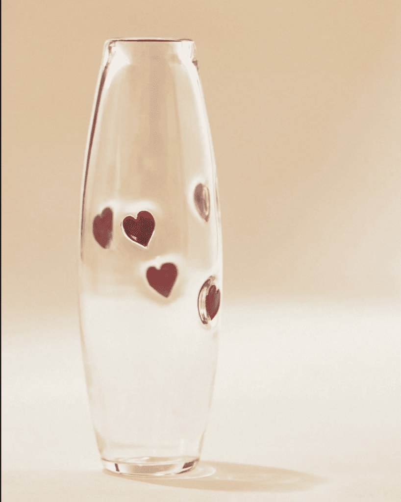 Valentine's vase with dainty hearts