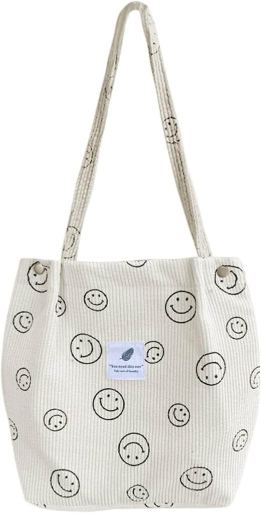 Smiley face tote bag for teens