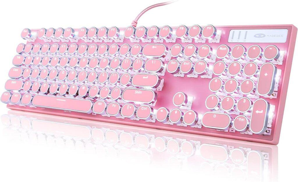 Aesthetic pink keyboard for teens with clicky buttons