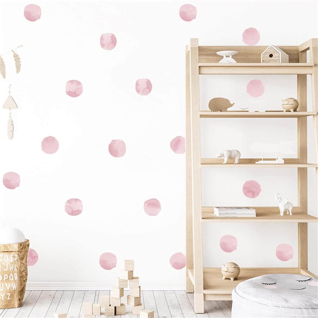 Use removable wallpaper accents like peel-and-stick polka dots for a super easy accent wall.