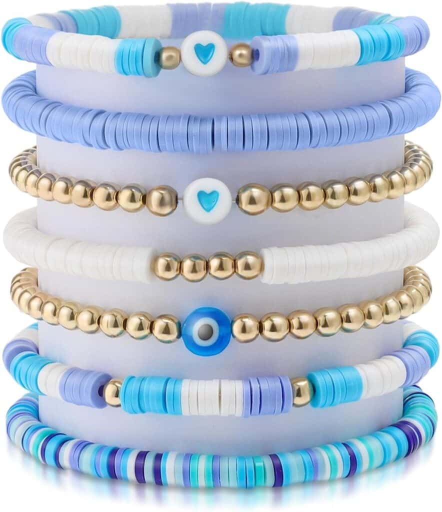 Stretchy blue bracelets for teen girls