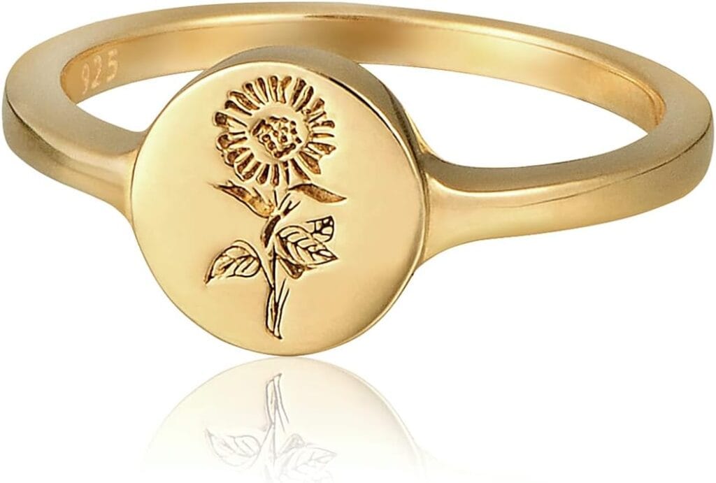 Sunflower signet ring for teens