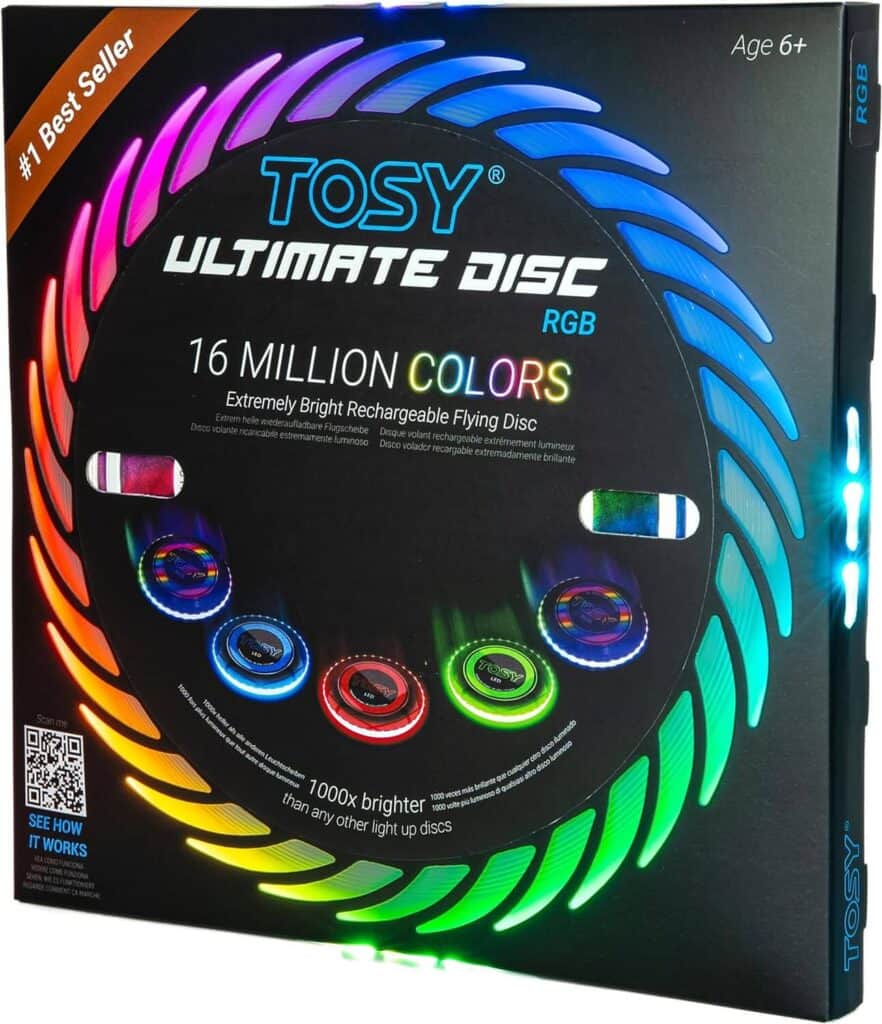 Ultimate flying disc with bright colors that light up 