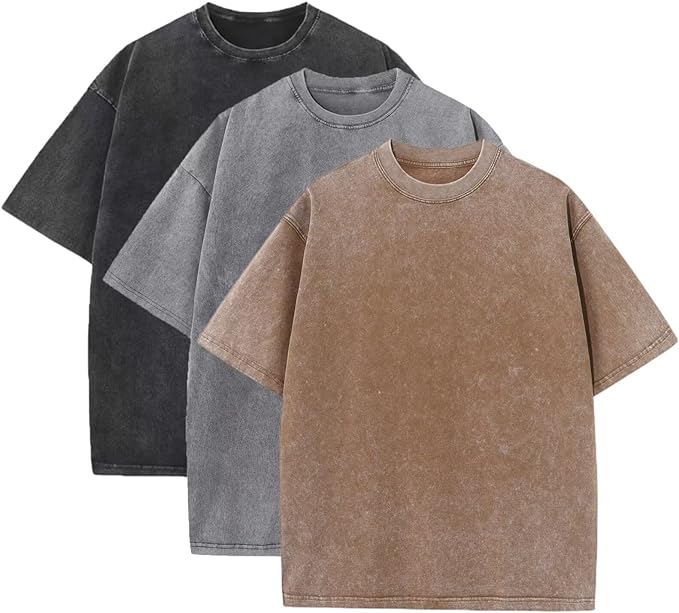3-Pack oversized vintage feel shirts for men that have a modern look and color palette