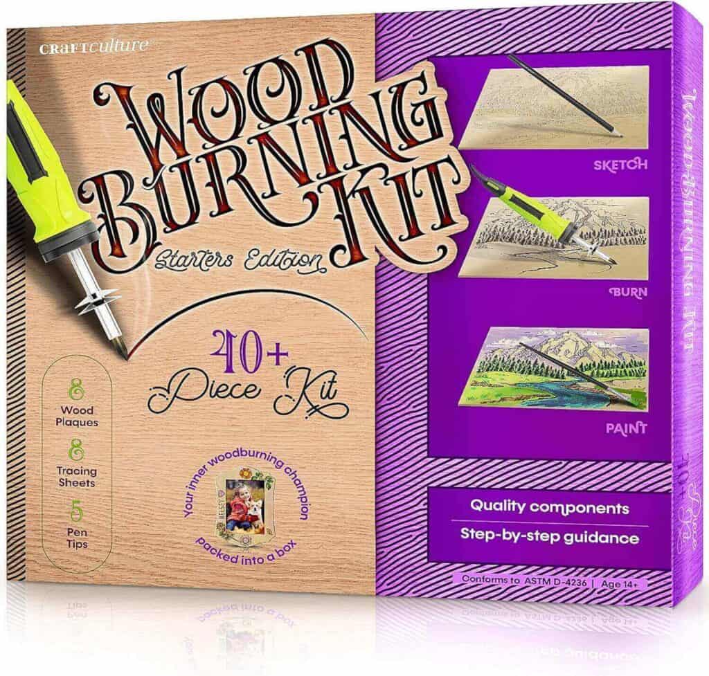 The Complete Woodburning Kit for Beginners: Includes everything needed to turn into a woodburning champion! Follow the step-by-step instructions, sketch, burn, and paint and produce 8 beautiful art projects.