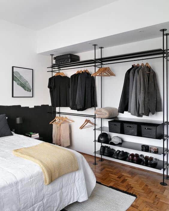 Create storage in your room using a clothing storage solution that is often easy enough to DIY. These kits are easy to assemble and look fantastic in the room