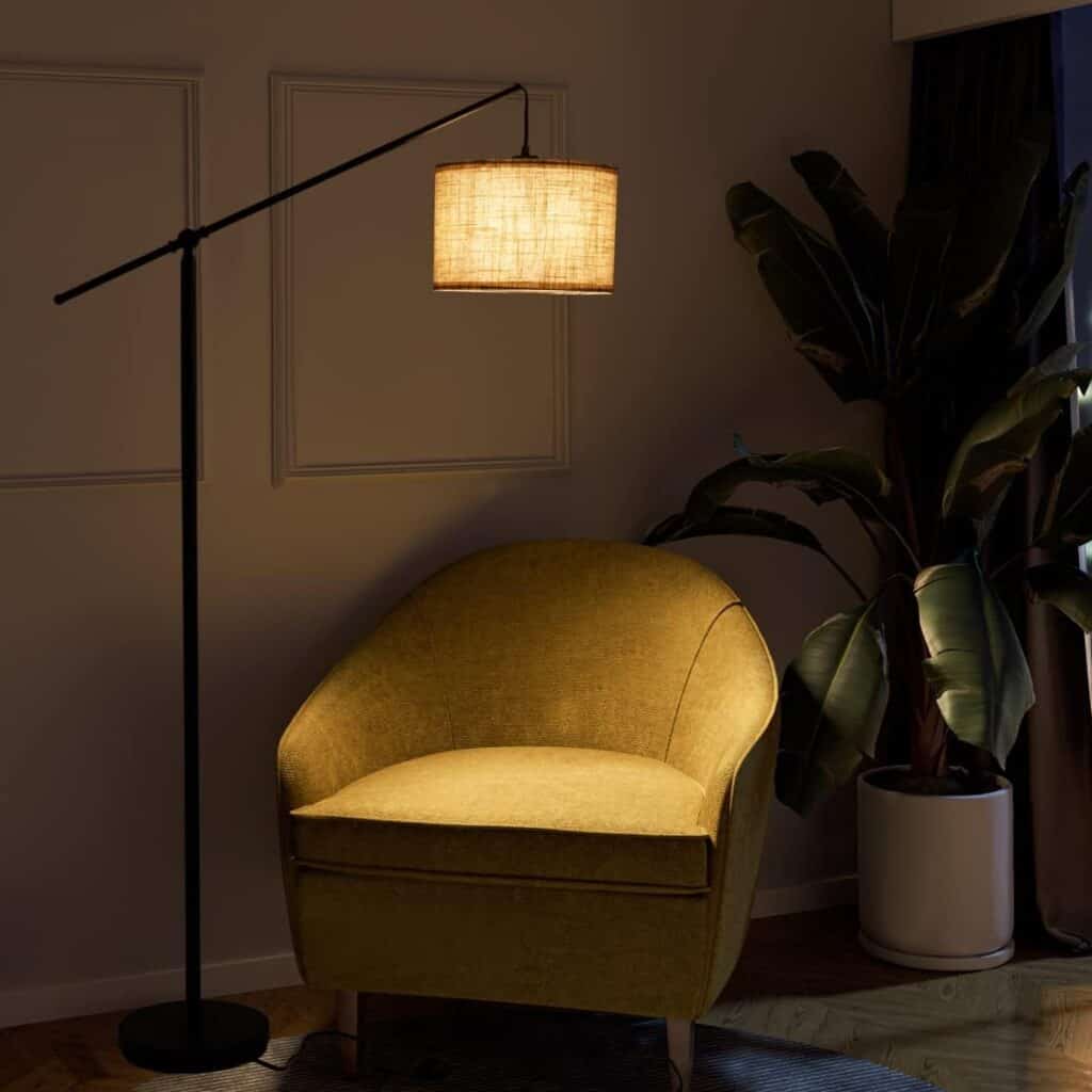 Cantilever floor lamp perfect for a reading nook