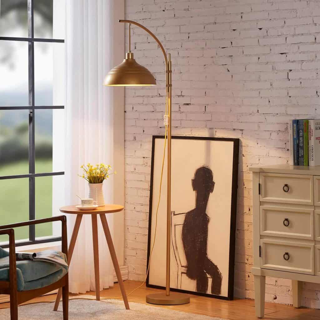Industrial style floor lamp perfect for styling a master bedroom