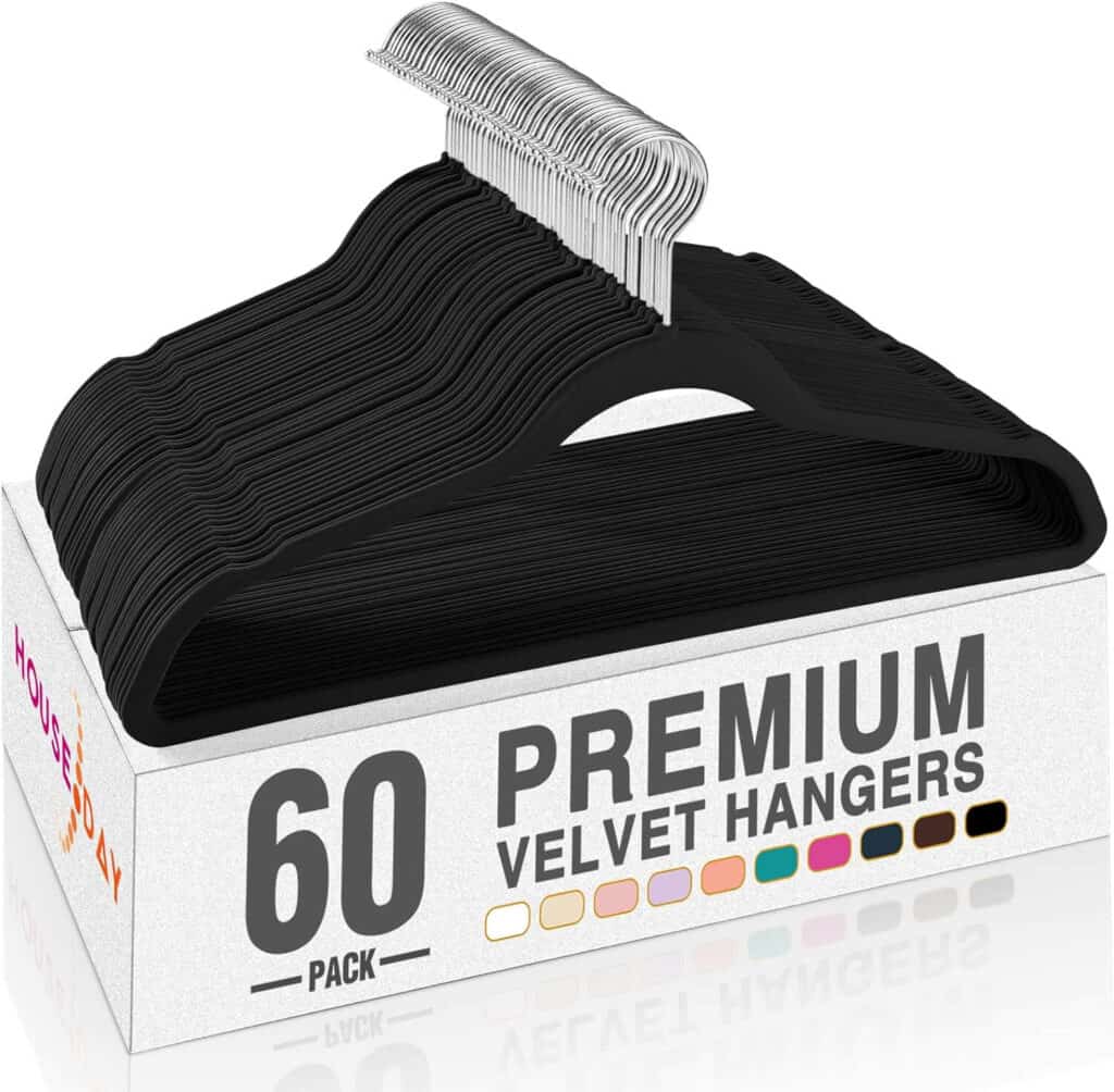Premium velvet hangers look nice and offer non-slip qualities so your clothes stay put on the hanger.