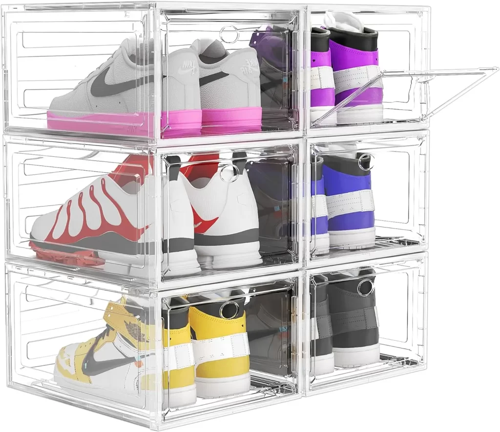 Clear shoe storage box with lids