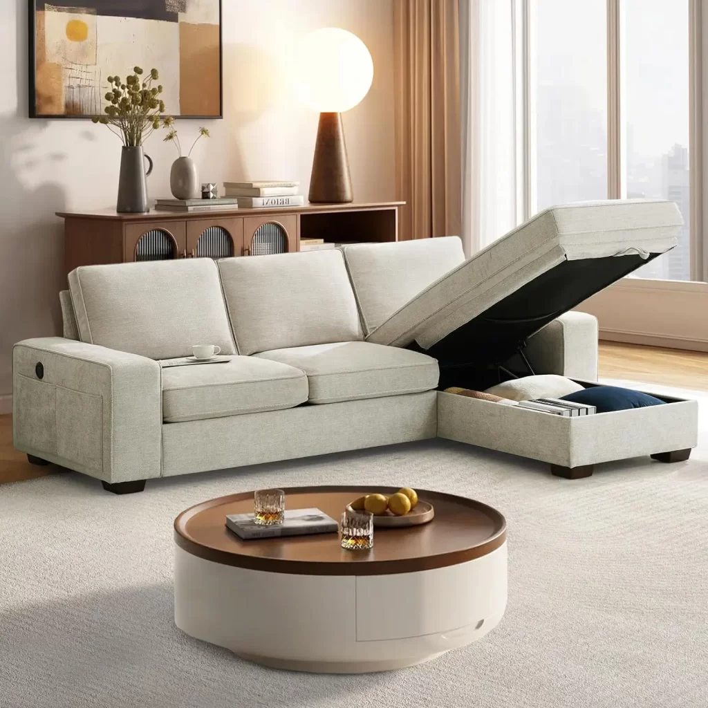 Cute couch with storage for narrow living room