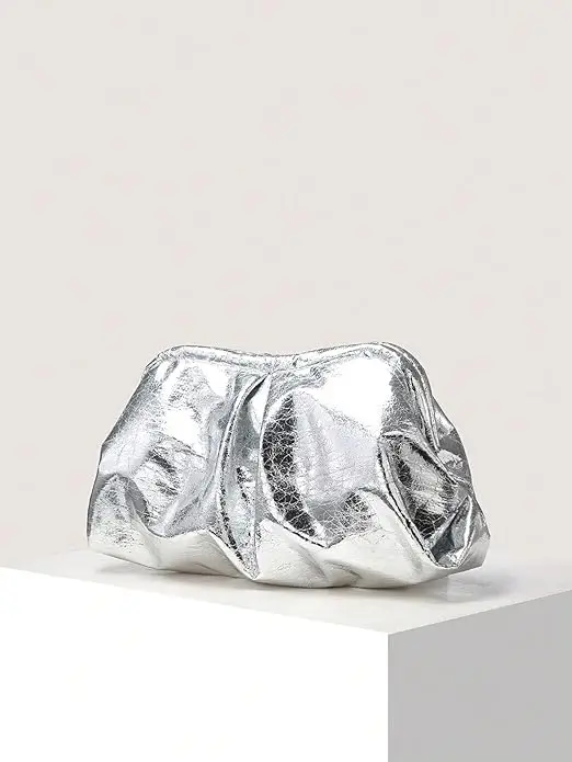 Chrome silver clutch