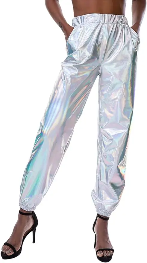 Metallic silver joggers