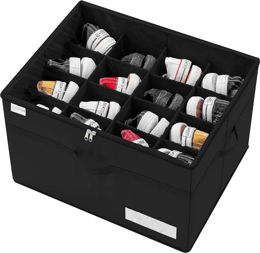 Foldable shoe storage box with lid