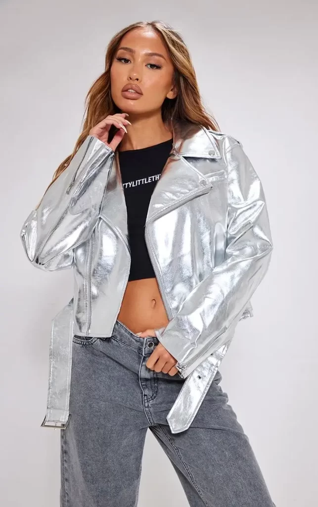 Silver biker jacket