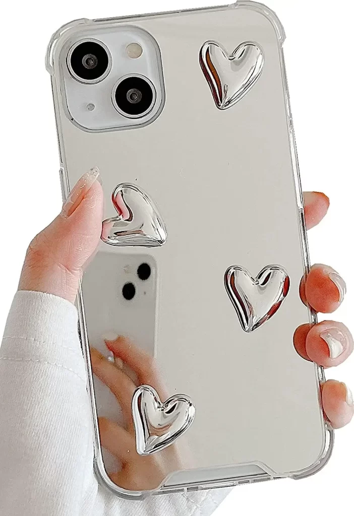 Silver chrome hearts phone case