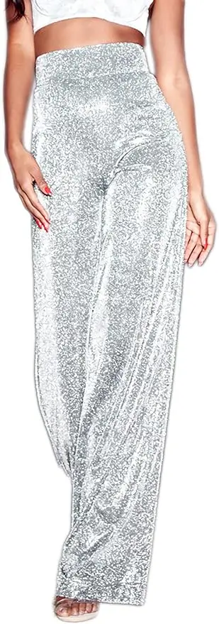 Flowy silver wide leg pants