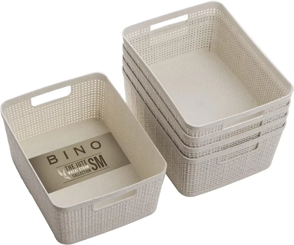 Bins for dorm room closet organization