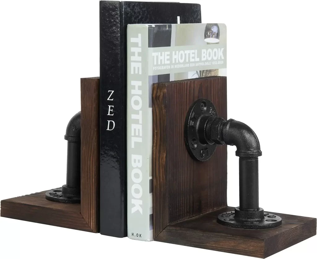 Industrial bookends for masculine men's bedroom