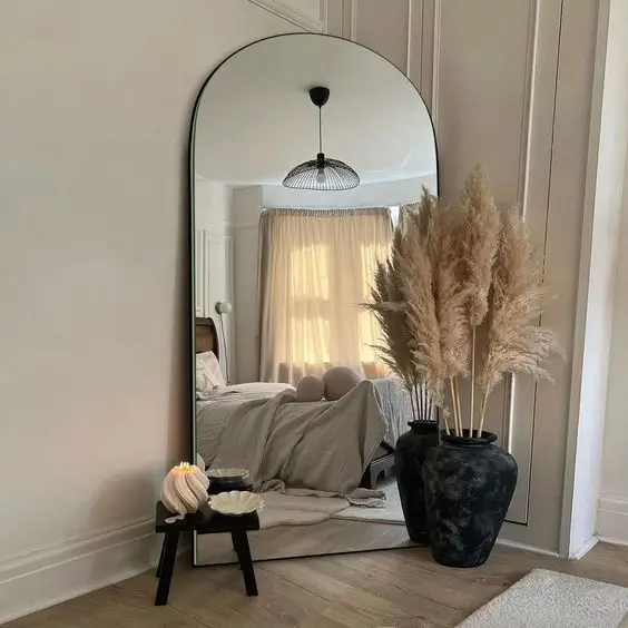 Arch mirror for decorating womens bedroom