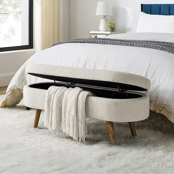 Bedroom ottoman with storage