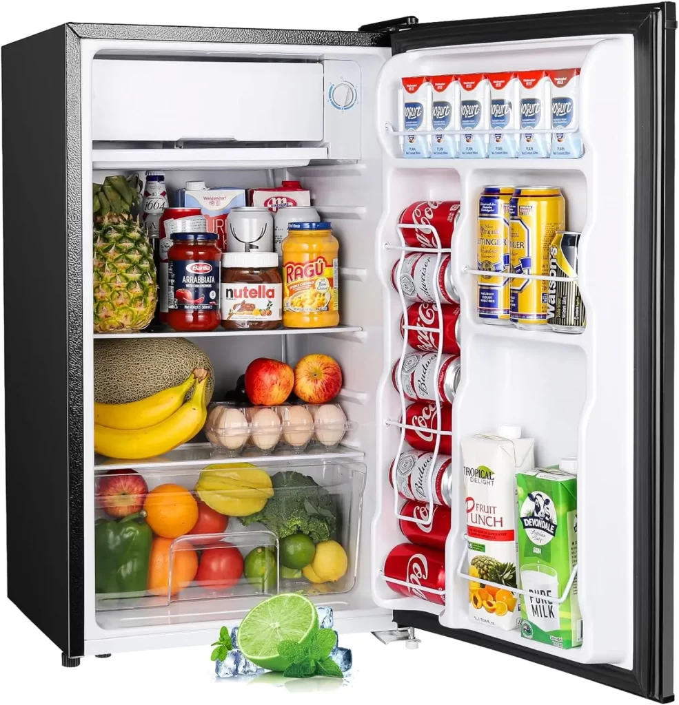 Black mini fridge for dorm room