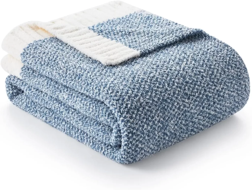 Cute blue throw blanket for reading nook
