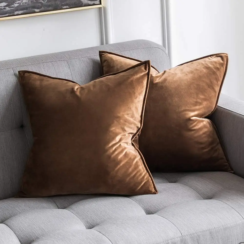caramel velvet pillows for womens bedroom