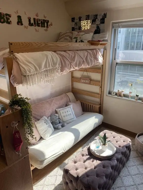 Aesthetic loft bed for dorm room