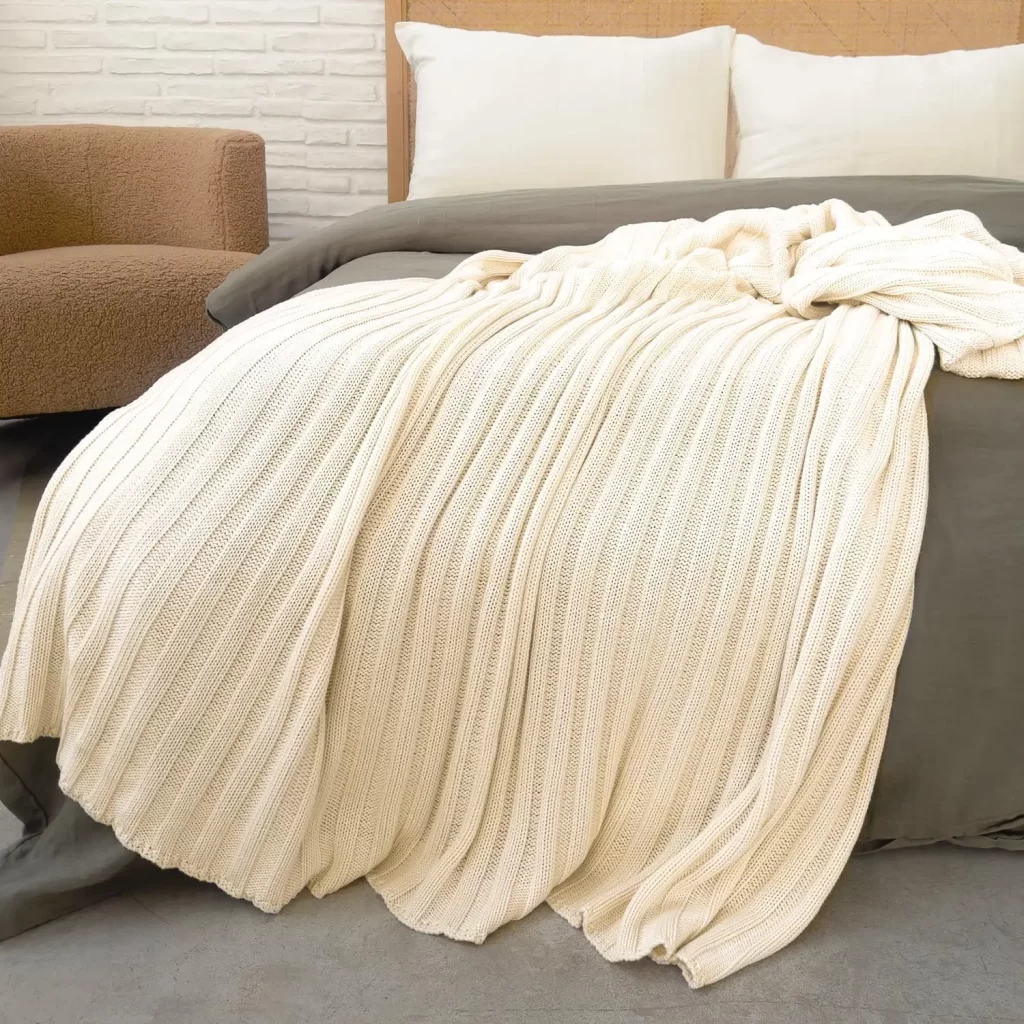 cream throw blanket for women's bedroom