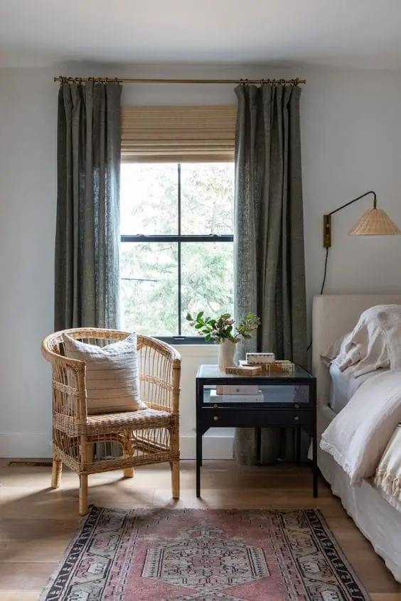 Layered window treatments for womens bedroom