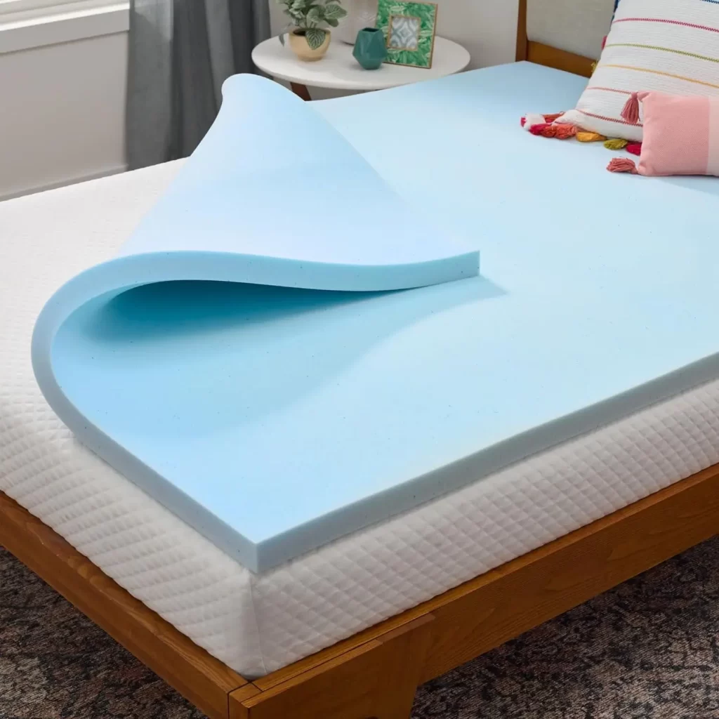 Memory foam mattress topper for dorm bed