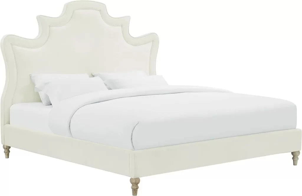 Luxurious velvet bedframe for womens bedroom