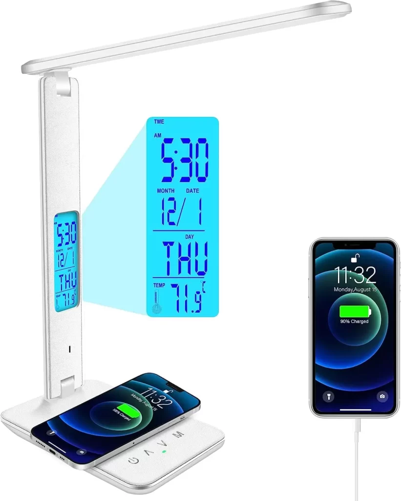 Smart charging lamp with time display and charging for dorm room