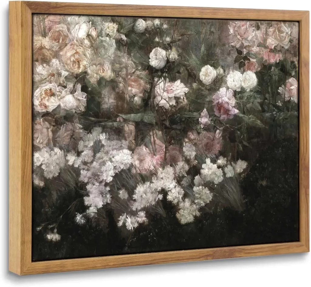 Vintage floral art for woman's bedroom available on Amazon