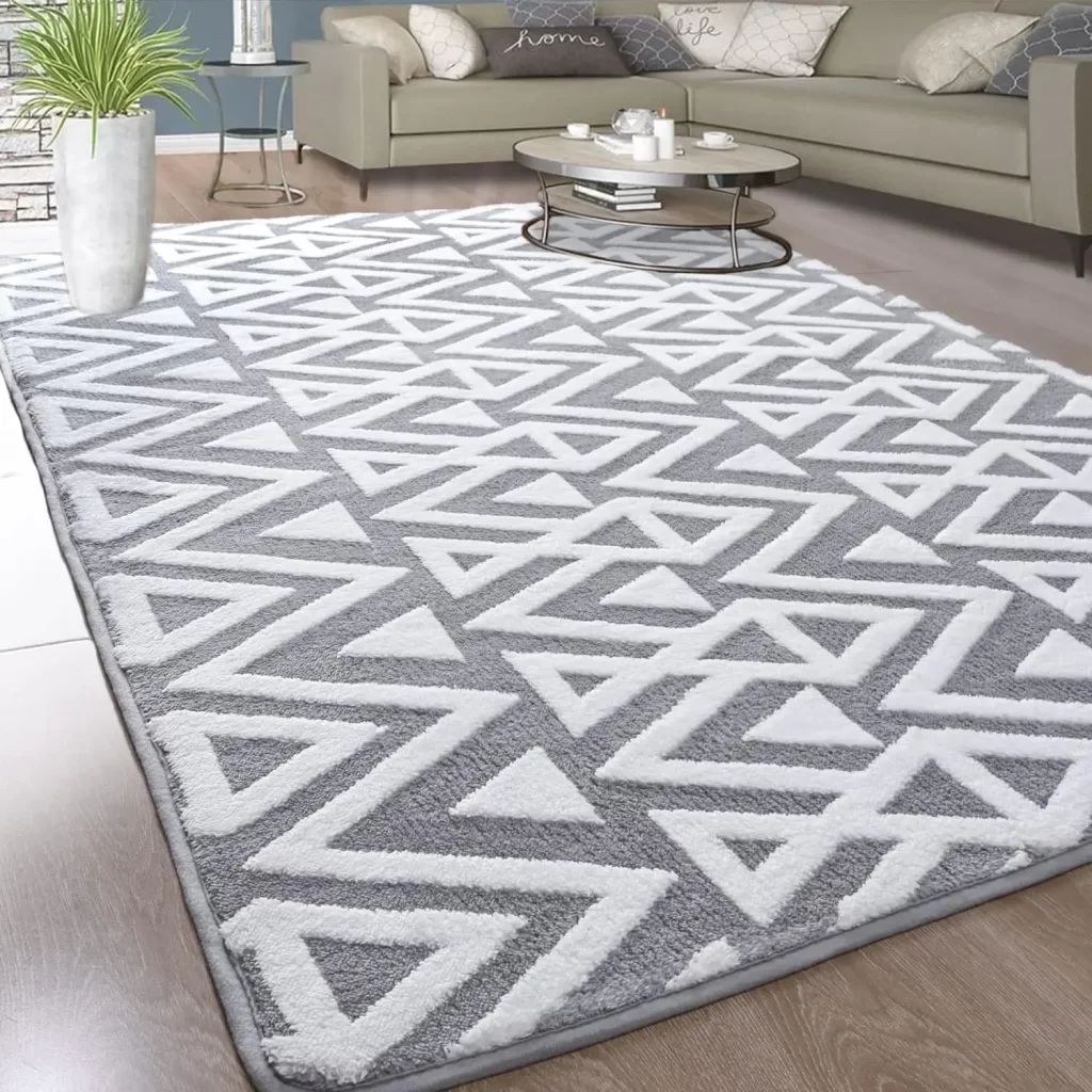 Soft grey rug for college dorm room