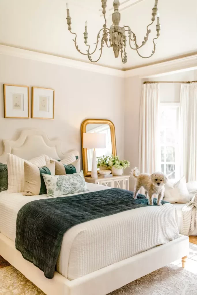 Luxurious velvet bedframe for opulent women's bedroom
