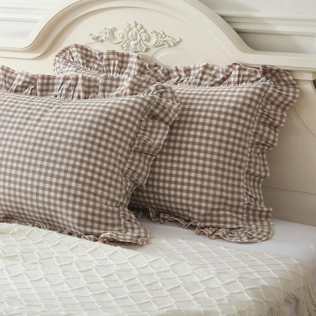 Cottagecore gingham pillows with ruffles