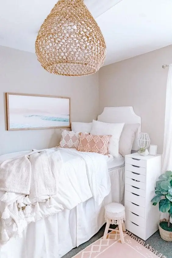 Install a plug-in pendant light to make your dorm room look chic