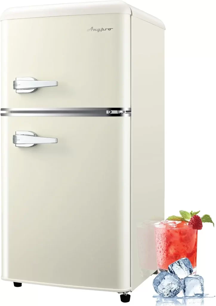 Anypro cream retro mini fridge and freezer is a stylish and functional option for a dorm room