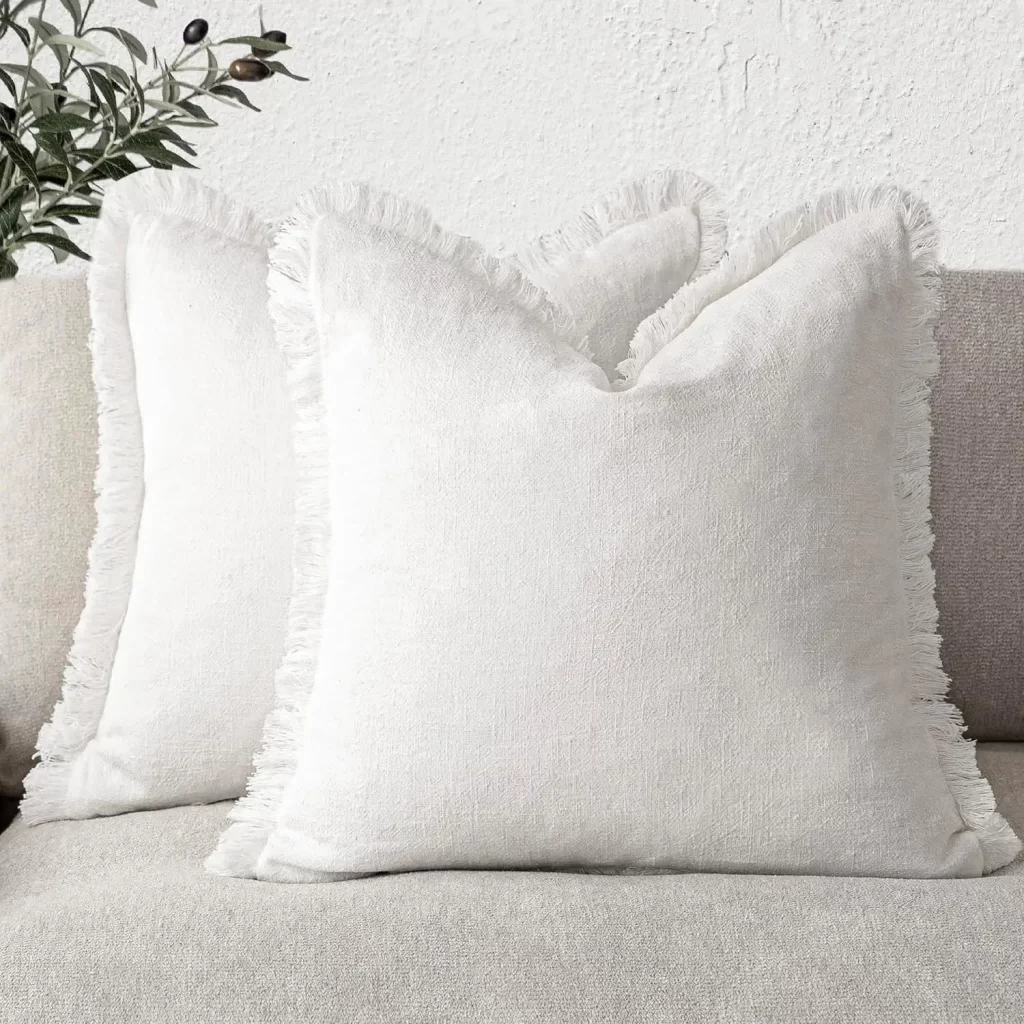 Neutral linen throw pillows for dorm room